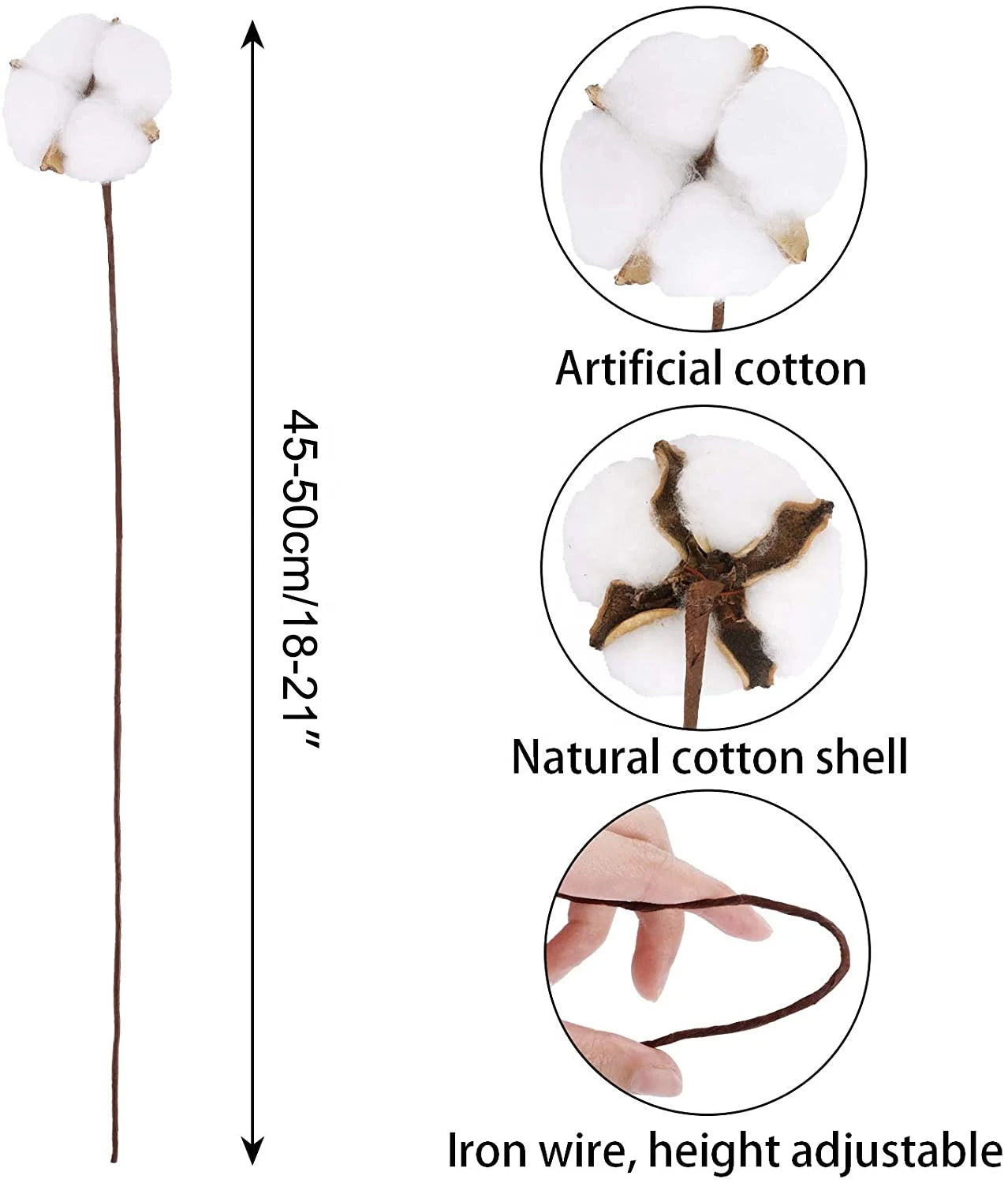 Natural One Cotton Branch Fall Decorative Dried Flowers White Cotton Stems For Floral Arrangements
