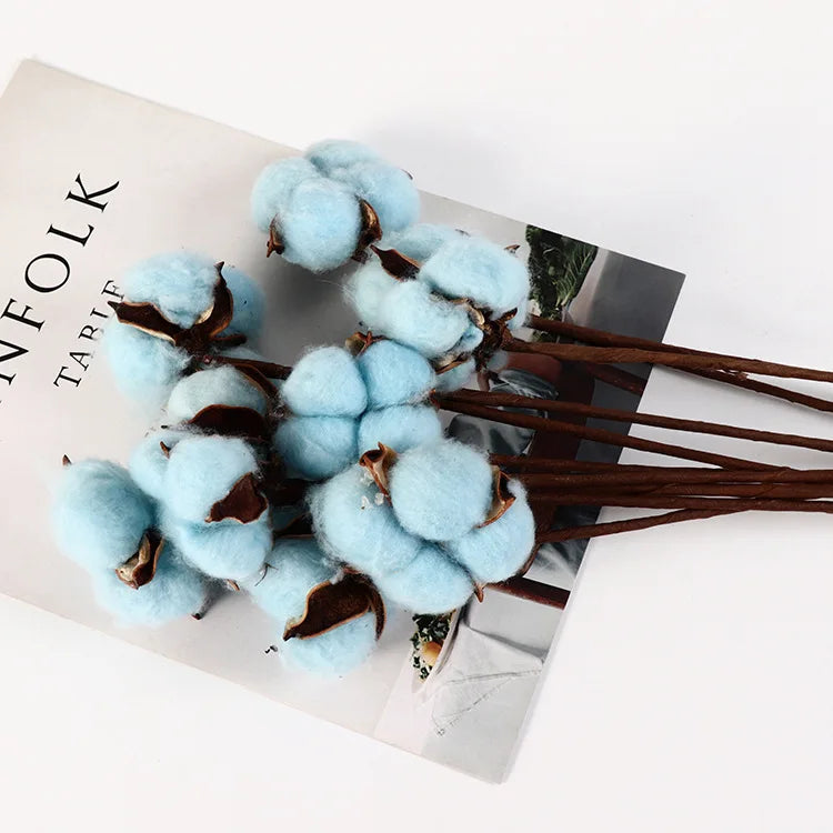 Natural One Cotton Branch Fall Decorative Dried Flowers White Cotton Stems For Floral Arrangements